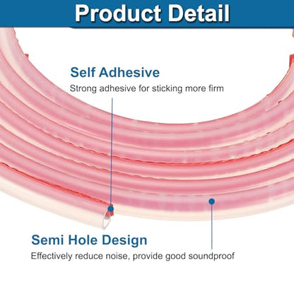 PATIKIL Silicone Weather Stripping Door Seal, 9.8 ft D Shape Weather Stripping Self Adhesive Door Seal Strip for Door Frame, Window Sealing, Large Gap, 5/16" Wx5/128 Tx15/64 H, Clear/Red - size: 9.8 ft Long, 5/16"Wx5/128"Tx15/64"H