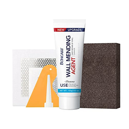 BONCART Wall Spackle & Drywall Repair Patch Kit with Mending Agent Putty, Repair Paste Plaster, Scraper & Sanding Sponge for Wall Crack/Nail Hole - style: 1Pack & Wall Patch