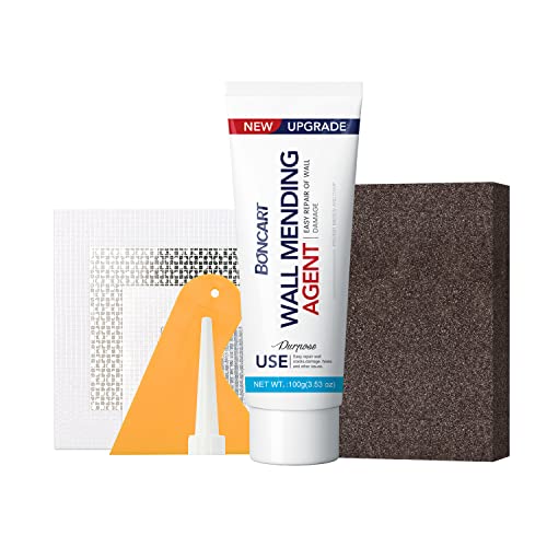 BONCART Wall Spackle & Drywall Repair Patch Kit with Mending Agent Putty, Repair Paste Plaster, Scraper & Sanding Sponge for Wall Crack/Nail Hole - style: 1Pack & Wall Patch