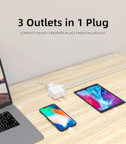 TiFFCOFiO Indoor Extension Cord, 2 Prong 6 Feet Extension Cord, 3 Polarized Outlets with Safety Slide Windows,13A/1625W, 16 AWG, 3 Packs - size: 3 Packs