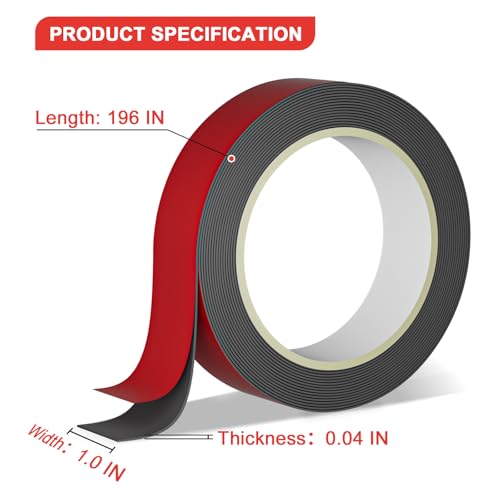VHB Tape Double Sided Heavy Duty, 1 Inch x 16.4 FT Extreme Mounting Tape, Professional Adhesive for Automotive Trim, Wall Mounting, Outdoor Christmas Lights, Mirrors - size: 1in/2.5cm