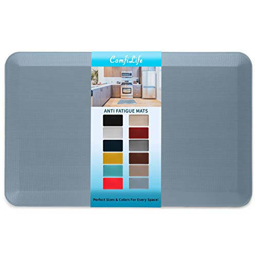 ComfiLife Anti Fatigue Floor Mat – 3/4 Inch Thick Perfect Kitchen Mat, Standing Desk Mat – Comfort at Home, Office, Garage – Durable – Stain Resistant – Non-Slip Bottom (20" x 32", Denim) - color: Denim, size: 20" x 32"