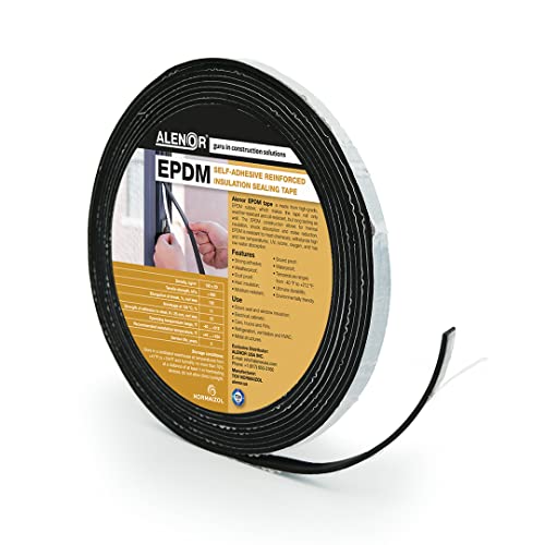 Alenor EPDM Black Foam Insulation Tape Self Adhesive 1/8"x1" x 33' Ft –Pack of 1- Weather Stripping for Doors & Windows,Soundproofing,Door Seal,Weatherstrip,Pipe Cooling,Air Conditioning Seal Strip - size: 1/8"x1" x 33' Ft