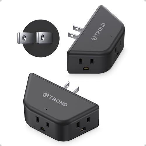 TROND 2 to 3 Prong Outlet Adapter 2 Pack, 3-Way Angled Plug Extender with 3 AC Sockets, Wall Plug Splitter for Non-Grounded Outlets in Old House, Cruise Ship Travel Essentials, Black - color: Black, size: 3AC-2 Prong Plug, 2 Pack