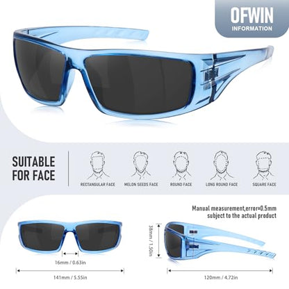 Polarized Sports Sunglasses for Men Women Unbreakable Frame Cycling Fishing Wrap Around Sunglasses UV400 Protection - color: 1-clear Blue/Gray Lens