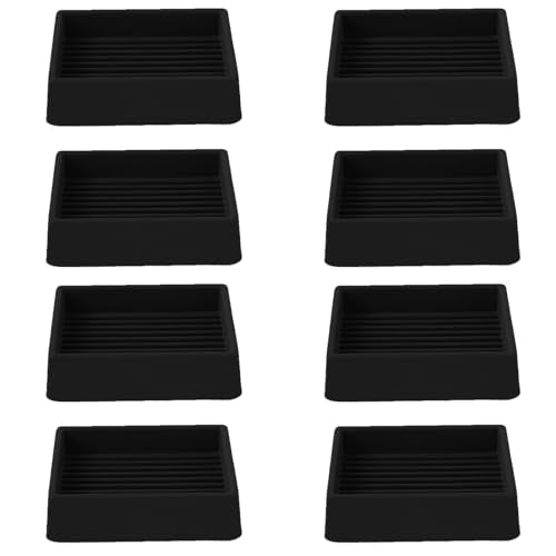2x2 Square Rubber Furniture Caster Cups, Anti-Sliding Furniture Pads Bed Stopper Floor Protectors with Grip - Protect Any Flooring - size: 8 Pcs Black