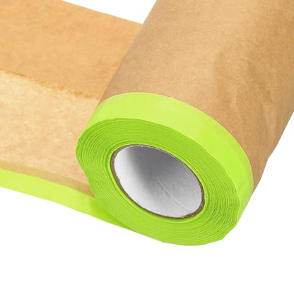 HARFINGTON Pre-Taped Masking Paper, 6" x 49 ft Paint Adhesive Protective Paper Painter Tape and Drape for Masking Auto Body Covering Wall Skirting Frames, Green - color: Green, size: 6 IN x 49 FT