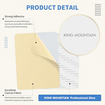 KING MOUNTAIN Canvas Repair Patch 5×8 Inch Self-Adhesive Waterproof Fabric Patch for Sofas, Tents, Furniture,Tote Bags, Car Seats (Beige) - color: Beige, size: Canvas-5"W×8"L