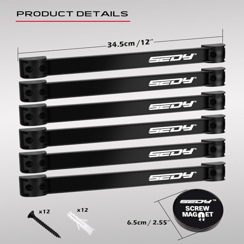 SEDY Magnetic Tool Holder Storage Organizer: 7-Piece Garage Wall Mount Rack Organization Strip Power Magnet Organizers Mounted Workbench Board Slatwall Van Hanger - style: 7-Piece Magnetic Tool Strips