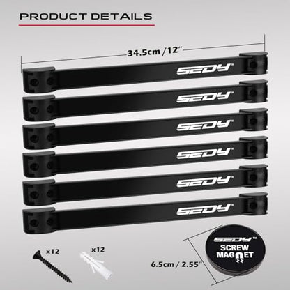 SEDY Magnetic Tool Holder Storage Organizer: 7-Piece Garage Wall Mount Rack Organization Strip Power Magnet Organizers Mounted Workbench Board Slatwall Van Hanger - style: 7-Piece Magnetic Tool Strips