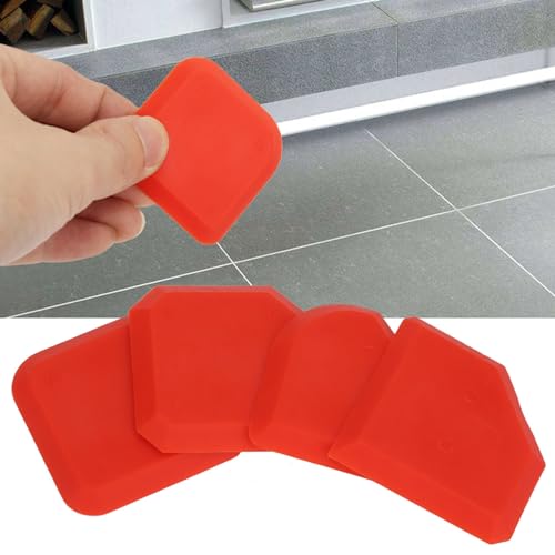 4 PCS Caulking Tool Kit, Silicone Tool, Caulk Smoothing Tool, for Kitchen Bathroom Floor Window Sealant Sealing Sink Joint, Red