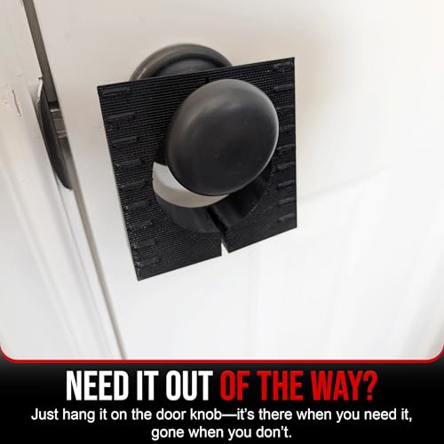 USA Made Folding Rubber Door Stopper Wedge – 2 Pack Black Heavy Duty Door Stops for Bottom of Door – Works on Carpet & Hard Floors – Hangs on Doorknob – Apartment & Office Essential