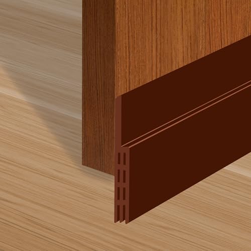 Adhesive Backed Door Draft Stopper – Silicone Under Door Sweep for Interior & Exterior Doors, Noise & Air Insulation, Self Stick Weather Stripping Door Seal, 2" W x 39" L (Brown) by Randall Mfg - color: Brown