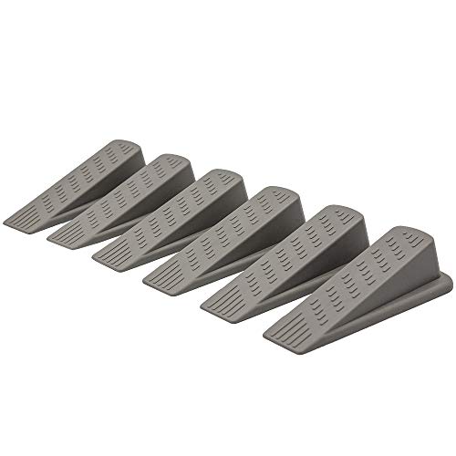 Door Wedge Stopper - 6 Pack (Grey) - Classic Style - Rubber - Floor Mount - Doorstop - color: Gray, size: 6 Pack