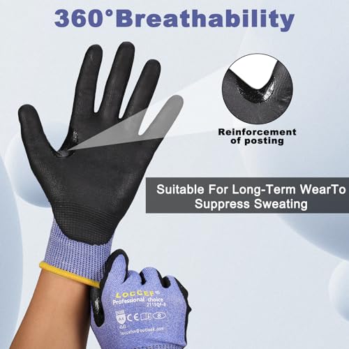 LOCCEF 3 Pairs Safety Work Gloves,Touchscreen Compatible, Superior Dexterity,Level 5/A4 Cut Resistant Work Gloves - color: Blue 12-pairs