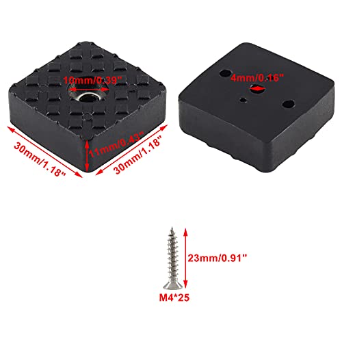 Bonsicoky 20Pcs 1.18Inch/30mm Rubber Furniture Pads with Screws, Black Square Non Slip Furniture Feet Heavy Duty Couch Feet Covers for Chair, Table, Desk, Sofa - size: 30mm (Square, Black)