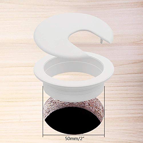 Desk Grommet 2 Inch, Plastic Wire Organizers, Computer Cable Hole Cover Plug Cap Insert (White, 5) - color: White, size: 5