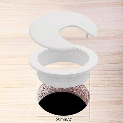 Desk Grommet 2 Inch, Plastic Wire Organizers, Computer Cable Hole Cover Plug Cap Insert (White, 5) - color: White, size: 5