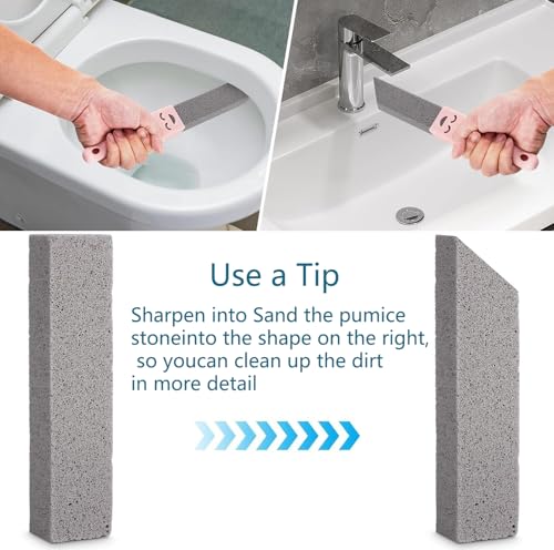 10 Pack Pumice Stone Scouring Sticks with 2 Universal Handles, Grey Pumice Stone Cleaner for Cleaning Toilets, Bathrooms, Kitchens, Spas and Pools, Plus 1 Dual-Use 2-in-1 Dustpan Brush (11-in-1) - color: 11-in-1