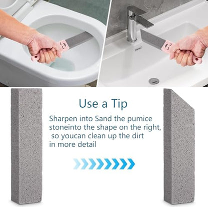 10 Pack Pumice Stone Scouring Sticks with 2 Universal Handles, Grey Pumice Stone Cleaner for Cleaning Toilets, Bathrooms, Kitchens, Spas and Pools, Plus 1 Dual-Use 2-in-1 Dustpan Brush (11-in-1) - color: 11-in-1