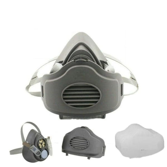 Reusable Half Face Respirator Mask with 10 Filters,2818 Food-Grade Silicone Dust Mask for Painting,Cleaning,Sanding (Gray)