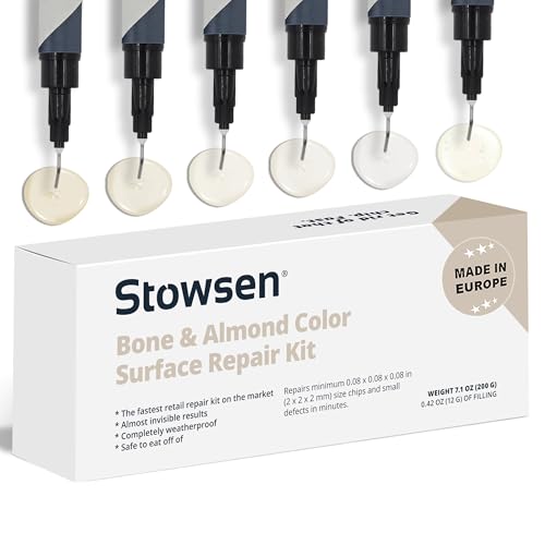Bone & Almond Color Surface Repair Kit - Fix Chips & Defects in Minutes | Repair Tiles Bathroom Fixtures and Countertops with Ease | for Porcelain Ceramic Fiberglass Corian and Enameled Surfaces - style: Bone and Ivory