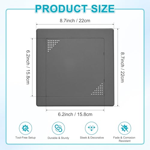 M METERXITY 1-Pack Access Panel for Drywall, 6x6 Inch Plastic Self Adhesive Wall Hole Cover Access Doors for Wiring Cable/Ceiling, Removable Plumbing Wall Panel [Black, Vented Square] - color: Black