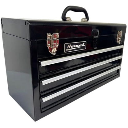 Homak 3 Drawer Ball Bearing Toolbox Chest, Black, 20 Inches - color: Black, size: 3-Drawer