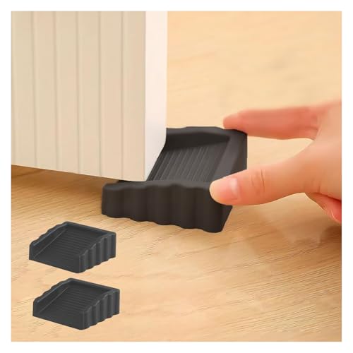 Rubber Door Stoppers Wedge,Bidirectional Door Stops,Small Size Cube Doorstop,Black，2Pack - color: Blackx2