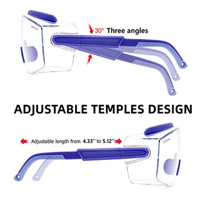 UKNOW Safety Goggles Over Glasses, Safety Glasses Anti Fog Wraparound Eye Protection, Protective Eyewear ANSI Z87.1 - color: Very Peri