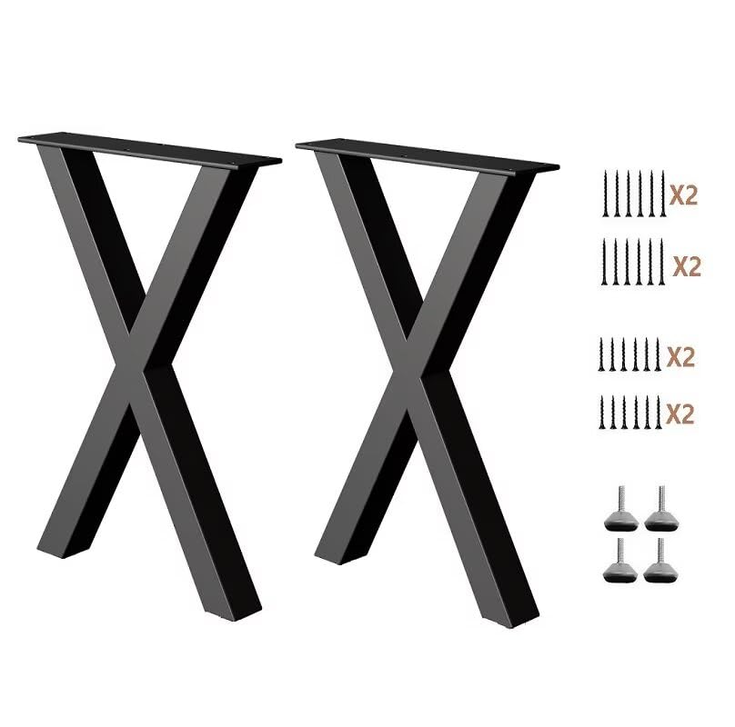 Metal Table Legs, Furniture Legs for Dining Desk and Coffee Table, DIY Table Legs 28 Inch, Set of 2 Black 28" H×18.5" W - color: 28" Table Legs 2, size: 28" X 18.5"