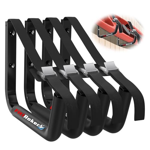 Kayak Storage Rack – 100LB Heavy Duty Kayak Wall Mount with Foam Padding & Straps | Kayak Rack for Garage, Wall Mounted Storage Hooks for Canoes, Paddle Boards, Ladders, Bikes (Square Tube) - style: Square Tube