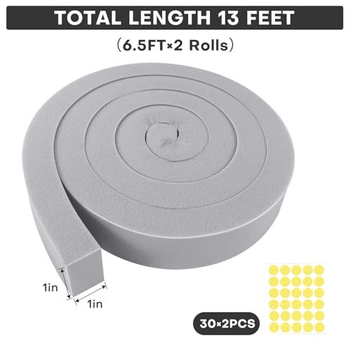 AC Window Seal Kit with Adhesive - 2Pcs Gray Foam Insulation Strips 1"x1"x6.5Ft,Air Conditioner Foam for Window Units, Energy Saving & Dustproof - size: 1''x1''x6.5ft-2pcs
