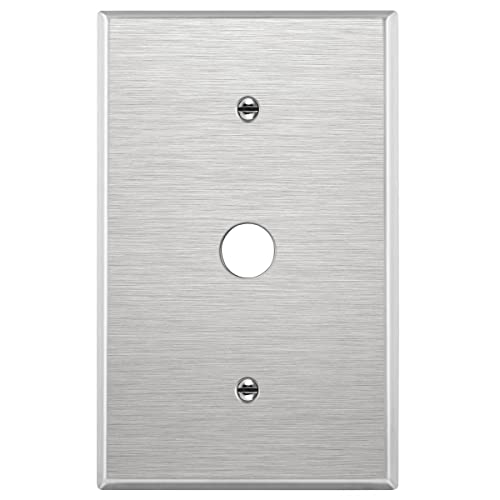 ENERLITES 0.625" Diameter Hole Phone Cable Metal Wall Plate, Corrosive Resistant, Over Size 1-Gang 5.5" x 3.5", 7761O, 430 Stainless Steel, UL Listed, Silver - color: Stainless Steel, size: Oversize