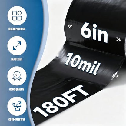 Outdoor Waterproof Repair Tape, Heavy Duty UV Proof Patch for RV, Awning, Tent, Tarp, Boat Cover and Fabric Repair, Black 6 in x 180 ft - size: 6 inches x 180 ft
