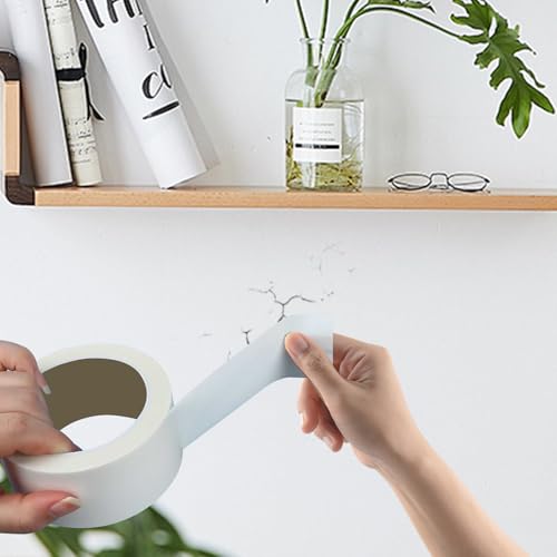 SnowTing Self Adhesive Stress Crack Tape, 65.6 ft x 2.4 Inch White High Adhesion Cuttable Drywall Joint Tape Patch for Repair Wall Crack Repair Tool