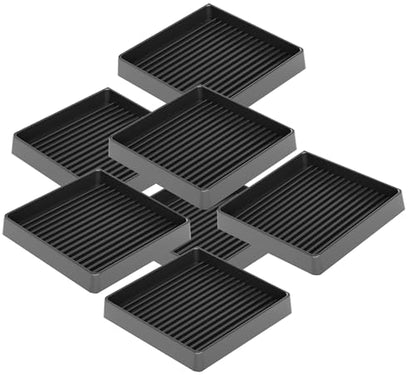 8 Pieces 2x2 inch Non Slip Furniture Pads- Rubber Anti Skid Caster Cups, Leg Coasters- Couch, Chair, Feet, and Bed Stoppers- Anti-Sliding Floor Protectors (8, Square Black)