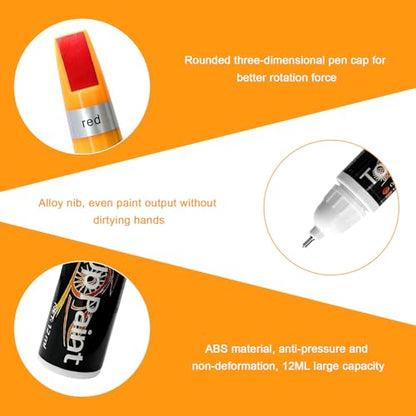 Touch Up Paint Pen for Cars, 2 in 1 Quick Drying Touch Up Pen Lasting Auto Scratch Remover, 0.4 Fl Oz Color Accurate Paint Pens Quick & Easy Solution to Repair Scratches (Red) - color: Red