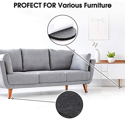 Yelanon Felt Furniture Pads -56 Pcs(1+2)” Premium Felt Pads for Chair Legs Furniture, Floor Protectors for Hardwood Floors, Black - size: 56 pcs 1" & 2" Mixed Black