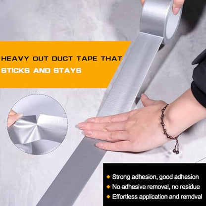 Silver Duct Tape Heavy Duty, Waterproof Strong Adhesive Duct Tape for Indoor Outdoor Repairs Packaging Arts Crafts Projects, Tear by Hand 2 Inch x 20 Yards - color: Silver