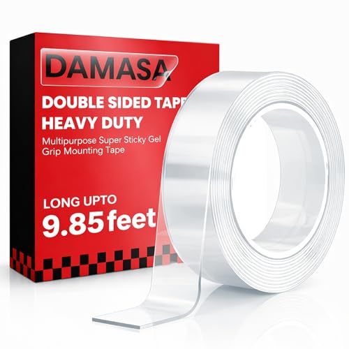 DAMASA Strong Double Sided Tape Heavy Duty (1.18" x 118") Multipurpose Nano Tape Mounting Tape for Indoor & Outdoor Use Washable Sticky Tape for Picture Frames, Carpets & Decor (9.85 FT) - size: 1.18 x 9.85 Feet