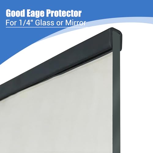 Rubber Edge Trim, Self-Adhesive U Channel Edge Trim, U Shaped Edge Protector for Glass, Mirror, Plywood, EPDM Material, Slot Width 1/4"(6.4mm), Length 10 Ft, Black - size: Fit 1/4"- L10'