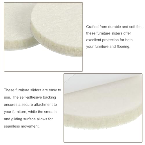 uxcell Furniture Pads, 36Pcs 1.5" - Round Self Adhesive Felt Furniture Pads, Floor Protectors for Furniture Feet Chairs Legs Hardwood Floors (Beige) - size: 1.5"