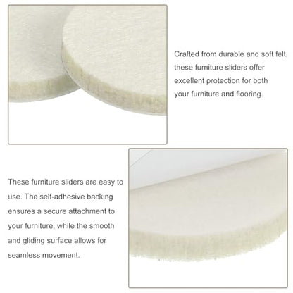 uxcell Furniture Pads, 36Pcs 1.5" - Round Self Adhesive Felt Furniture Pads, Floor Protectors for Furniture Feet Chairs Legs Hardwood Floors (Beige) - size: 1.5"
