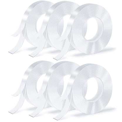 Double Sided Tape, Nano Tape, Transparent Adhesive Tape, Traceless Adhesive Tape, Removable, Washable, Reusable, Suitable for Carpets, Photo Walls, 3m Per Roll, 6 Rolls - size: 9.85 Feet Set of 6