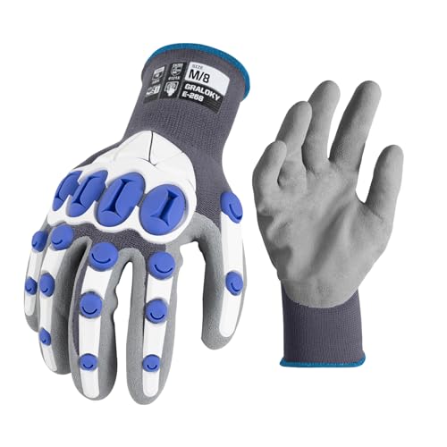 Safety Work Gloves Men Women, Impact Gloves with TPR Protection, Cut Resistant Gloves with Anti-Slip Nitrile Palm,Touch Screen Mechanic Heavy Duty Glove,Impact Resistant Glove for Construction - color: Grey, size: Medium