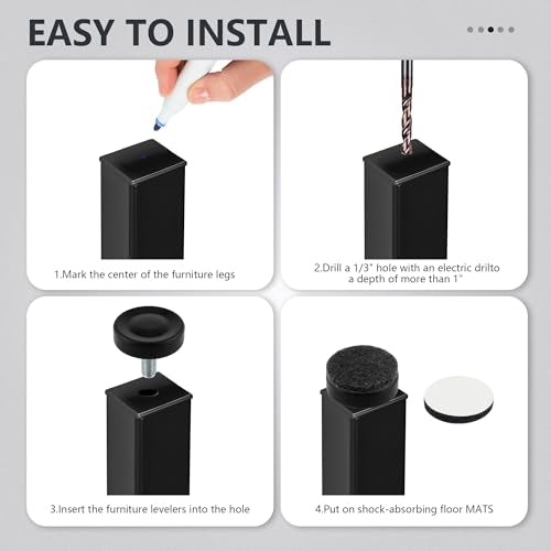 BDS-HOME 14pcs 1/4” Thread Furniture Leveling feet, Adjustable Furniture Levelers Feet for Tables Cabinets Chairs Stool Legs Adjusting (NO T-Nuts) - color: No Screws