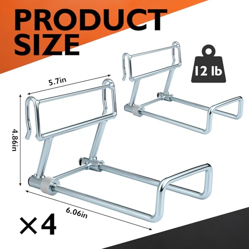 Beeveer 4 Pcs Commercial Ladder Hook Attachment for Utility Carts Stainless Steel Ladder Hanging Hooks for Storage, Utility Cart Accessories