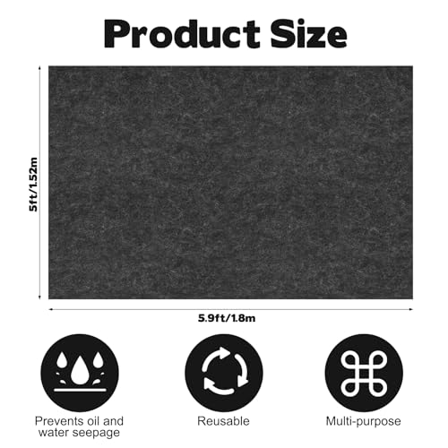 5 x 6Ft Oil Spill Mat, Garage Floor mats for Under Car Garage Rugs Durable Waterproof Non-Slip Backing Contains Liquids Protects Garage Floor Surface for Under Cars