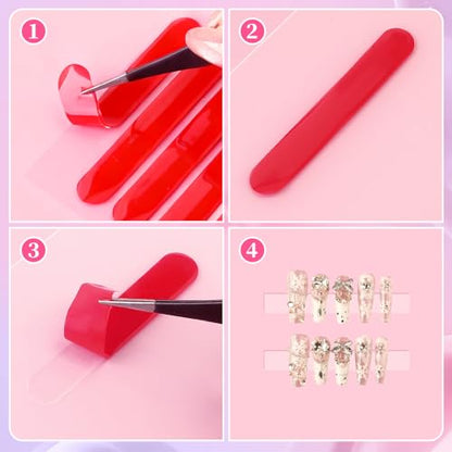BQAN Double Sided Nail Tape for Press On Nails - 200 Pieces Clear Adhesive Mounting Tape for Nail Art Display, Fake Nail Storage & Manicure Organization (20 Sheets)